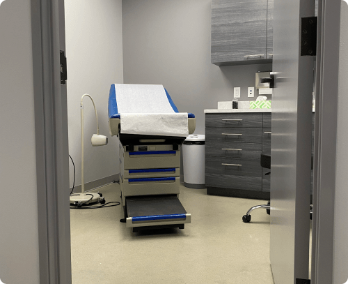 An exam room at the Porter office