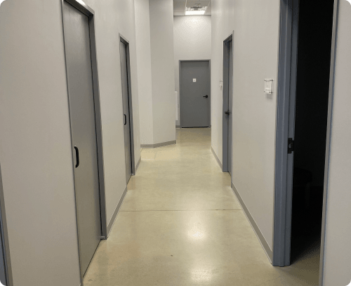 The hallway to the exam rooms at the Porter office